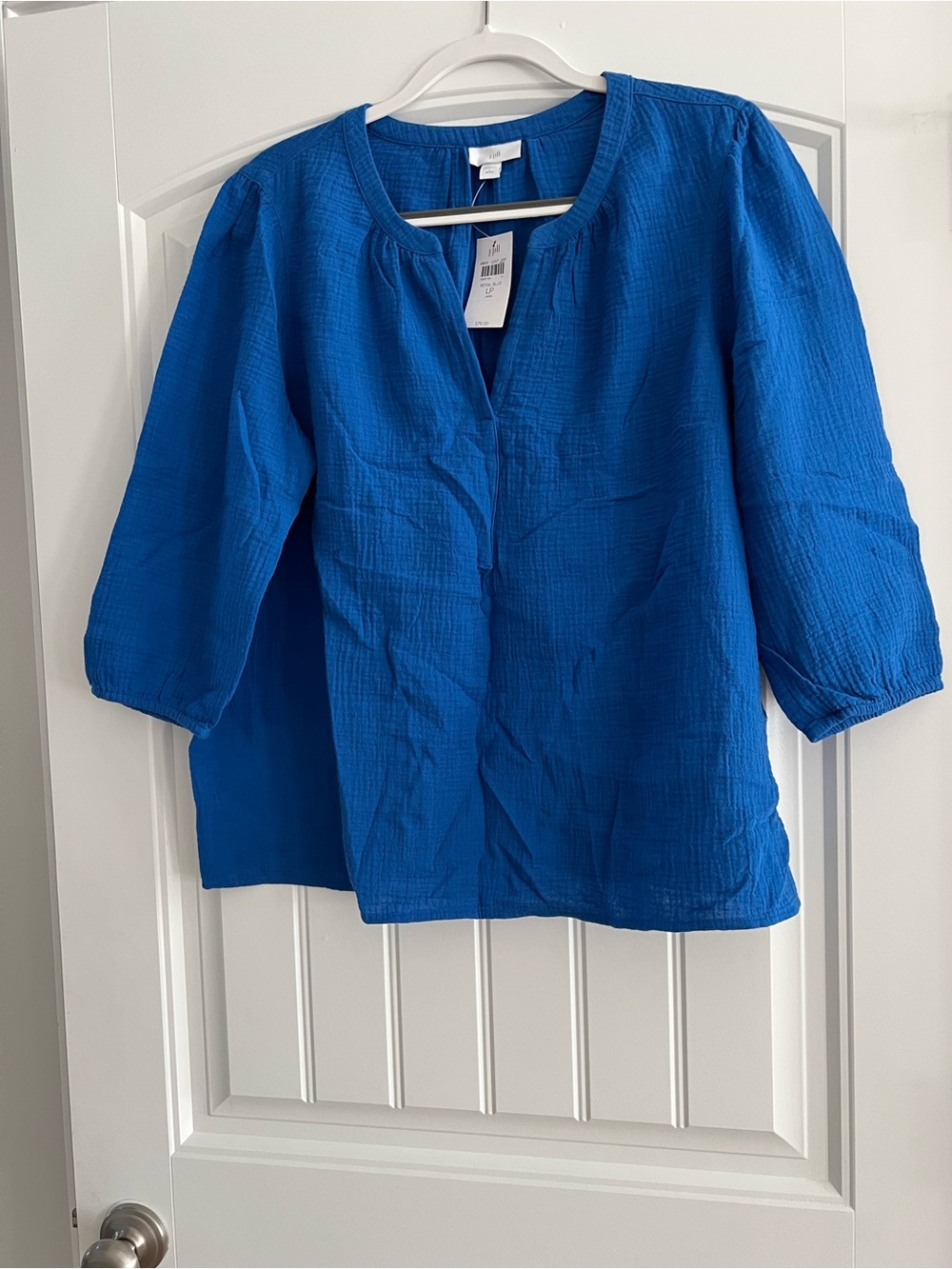 Women’s ' Royal Blue Textured Peasant Top